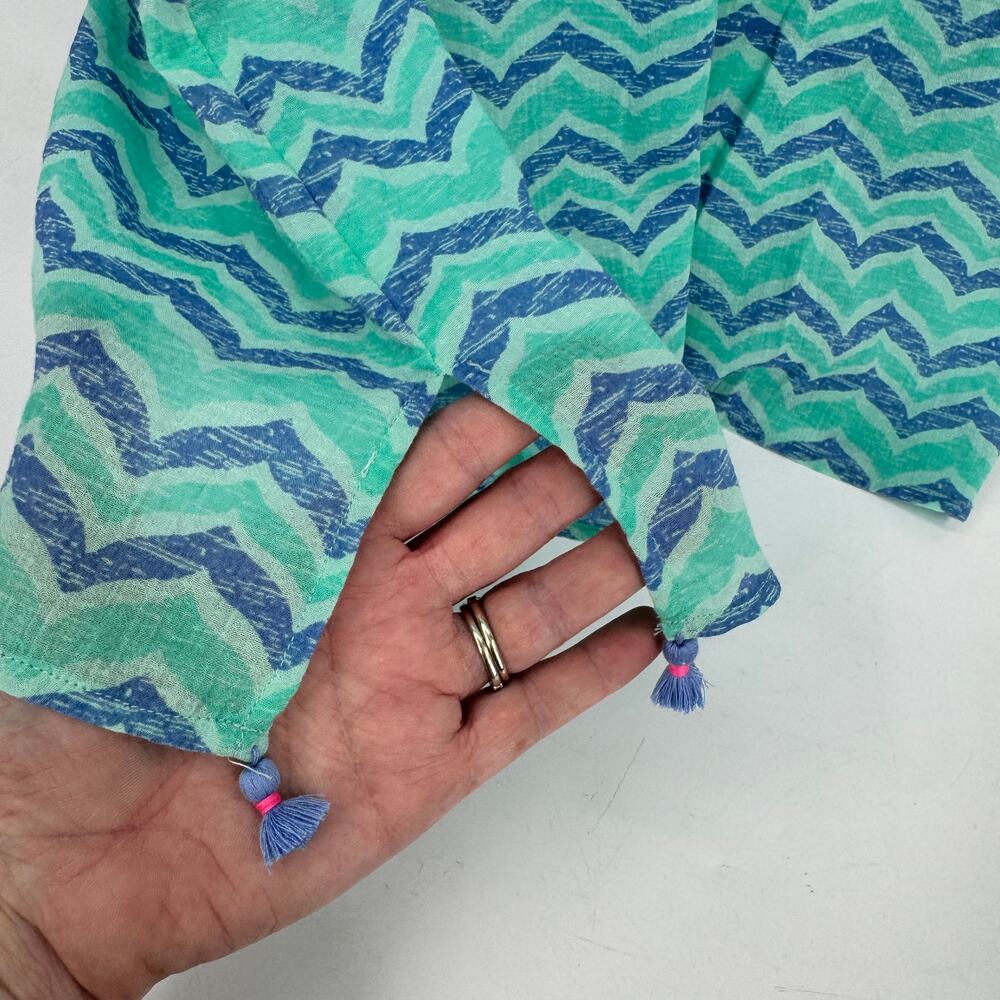 Vineyard Vines Tunic Womens Medium Swim Cover Up Beach Pool Blue Chevron Coastal - Picture 8 of 9